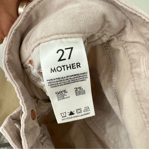 MOTHER The Looker Ankle Skinny Velvet Pants in Beige/Cream colour - Picture 11 of 13